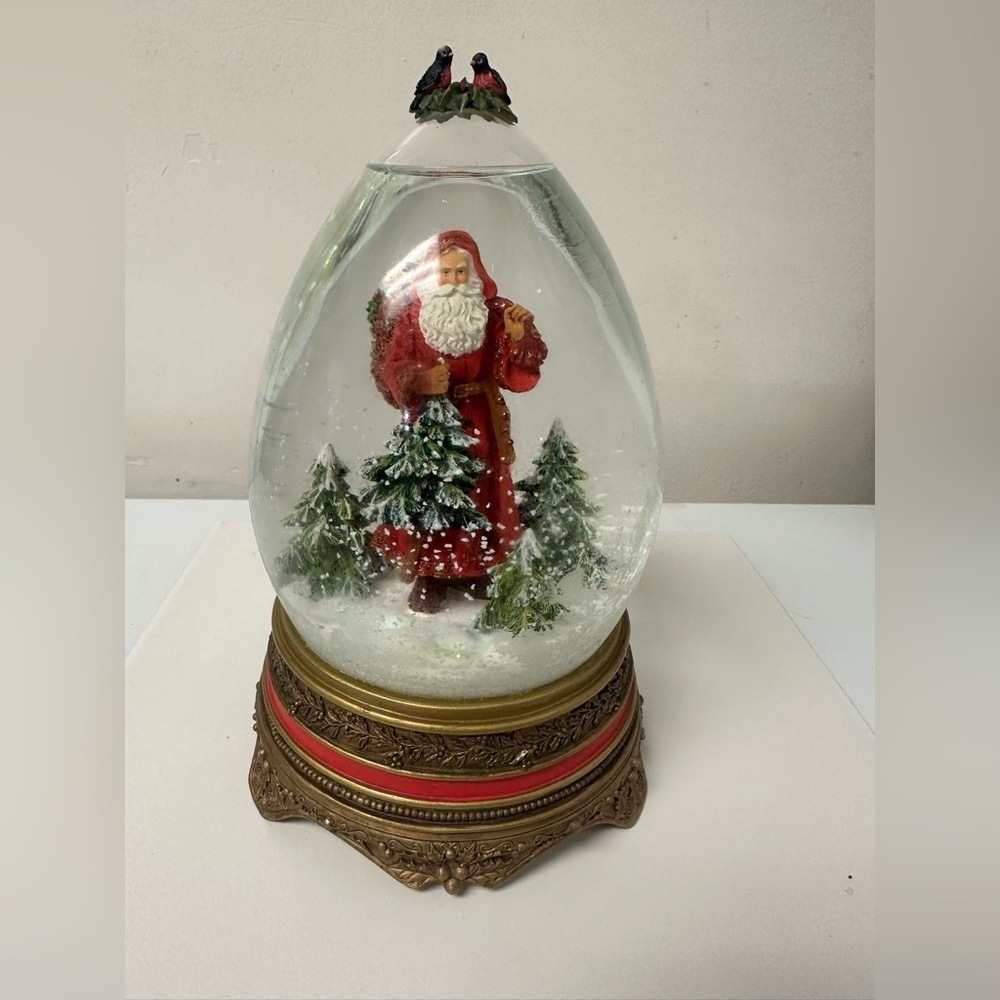 Hallmark Father Christmas Musical Snow Globe Deck The Halls Santa Claus 9”
